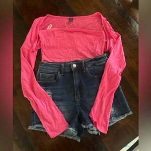 SHEIN Pink Long Sleeve Top